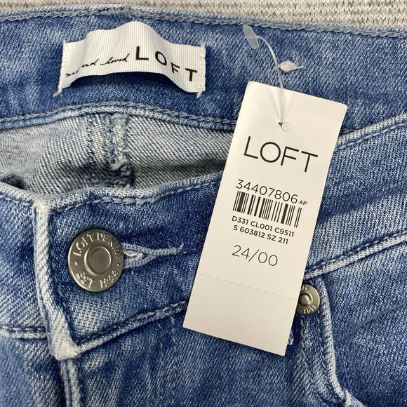 LOFT The Skinny Jeans Women Sz 24/00 Light Wash Mid Rise Jeans NWT - Picture 2 of 16